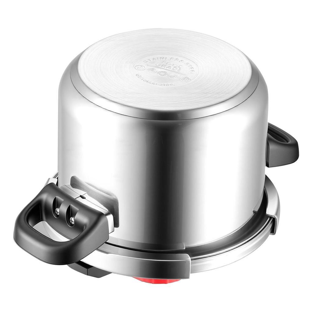 Pressure Cooker, 6L Pressure Cooker Stainless Steel, Pressures Canner with Steaming Rack, Tempered Glass Lid, Three Pressures Settings for Meat,