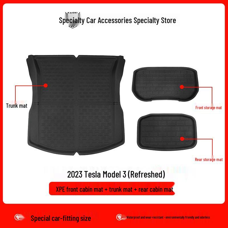 Eco-Friendly Waterproof XPE Car Floor Mats & Odorless Trunk Mat for Tesla Model 3/Y (L/R Drive)