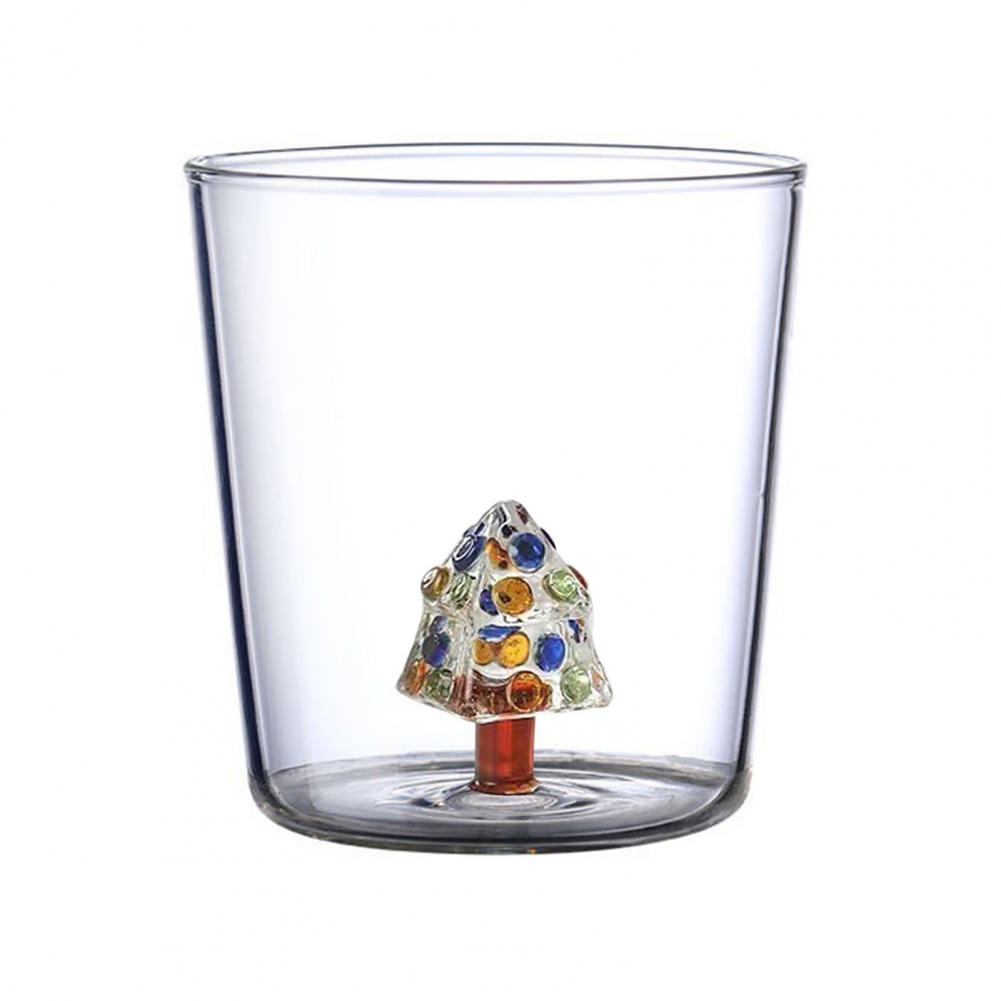 Creative Glass Christmas Cup 3D Christmas Tree Inside Mug Wine Glass for Daily New Year Party Coffee Milk Mug Lover Gift 301-400ml