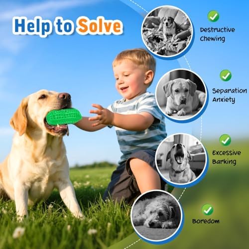 ElevaPulse 4-Pack Peanut Dog Toys, Indestructible Chew Toys for Dental Care & Mental Stimulation, Interactive Fun for Small Medium Large Dogs
