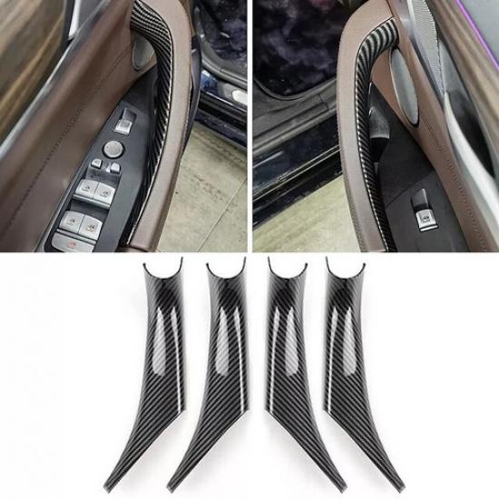 Svart kolfiber innerdörrhandtag draghandtagsskydd för BMW X3 X4 G01 G02 2018-2024