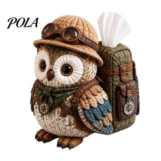 Woodland Animal Decor DIY Tissue Box Cover Kit, Owl Shape, Soft Textures Patchwork Easy Sewing Project Kit Handmade for Handicraft Enthusiast
