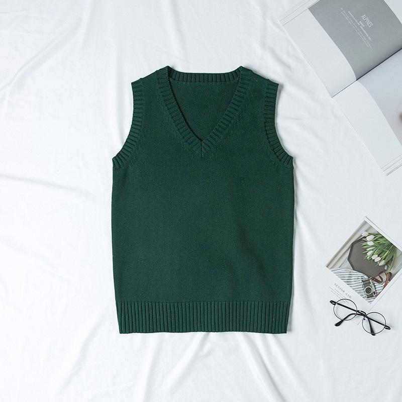 Autumn Winter V-neck Women Pullover Knitted Sweater Vest Solid Color Fashion Loose Casual Sleeveless Simple Office Tops Elegant Women Clothing