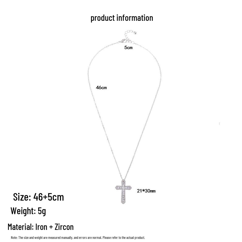 European & American Copper Zircon Cross Necklace - Elegant, Luxurious, Versatile Clavicle Chain.