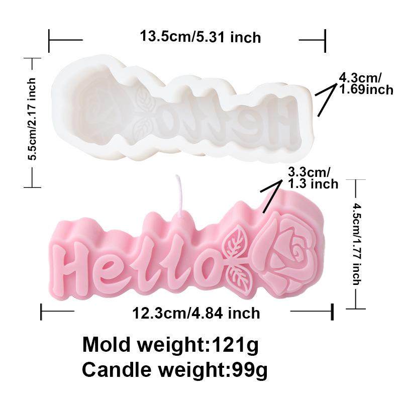 DIY Rose Heart Candle Molds 2D Love Slogan Aromath Soap Resin Mold Chocolate Cake Baking Tool Valentine's Day Decoration Gifts