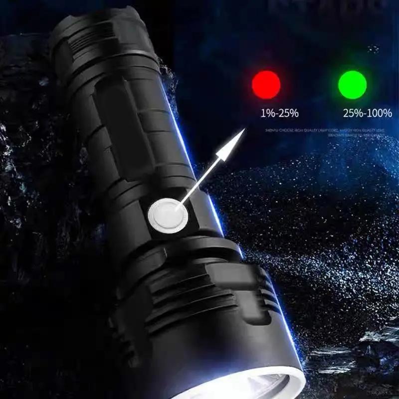 A Super Bright LED Flashlight USB Rechargeable Waterproof Lamp XM-L2 XHP70 Outdoor LightingTactical Torch Ultra Bright Lantern