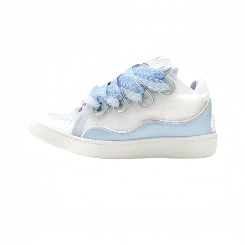 Leather Splicing Casual Shoes CURB Trend Sports Shoes White Green Mocha Men's and Women's Board Shoes Bread Shoes