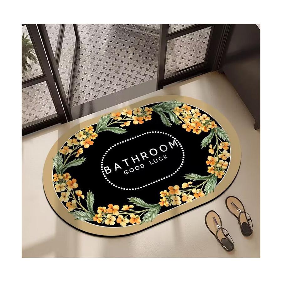 Nordic Style Flower Diatom Mud Floor Mat Shower Room Non-Slip And Dirt-Resistant Absorbent Floor Mat Bathroom Easy To Take Care Of Floor Mat