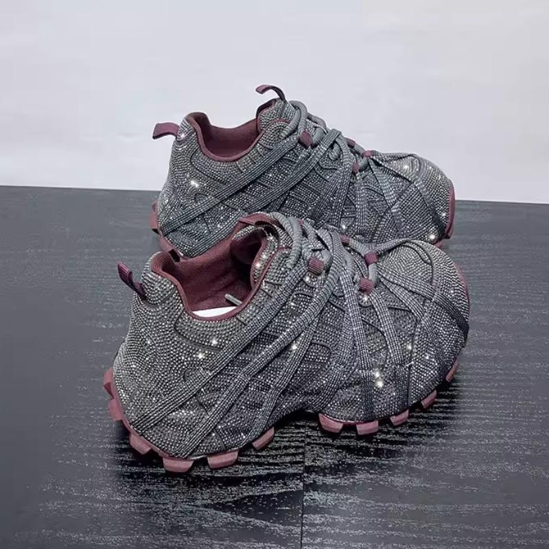 Women's 2026 New Platform Casual Shoes Fall Fashion Rhinestone Sneakers