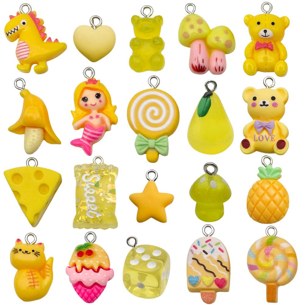 DIY Resin Pink Bear Lollipop Ornaments: Necklace, Earrings, Key Pendant Accessories
