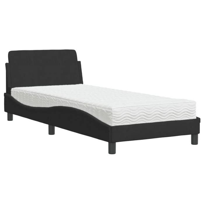 VidaXL Lit avec matelas noir 80x200 cm velours, meuble de chambre, lit simple, cadre de lit incurvé, sommier, lit en velours 3208293