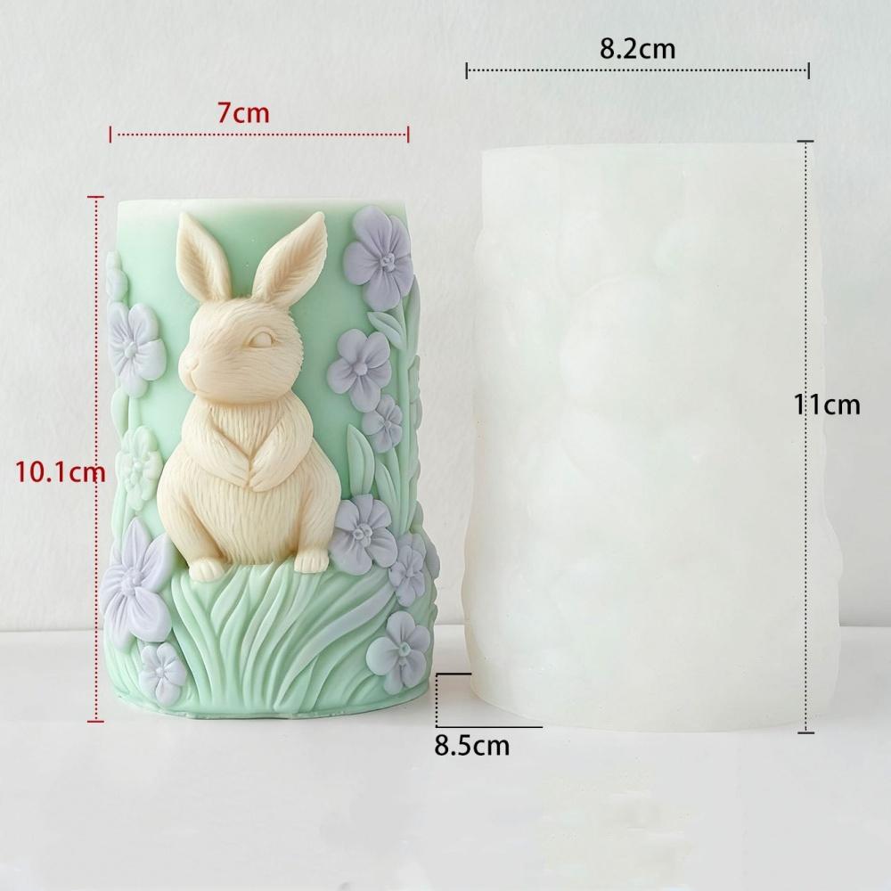 Animal Resin Candle Mold Food Grade Rabbit Relief Candle Mold Easter Bunny Silicone Mold Soy Wax Cylinder Mould For Home