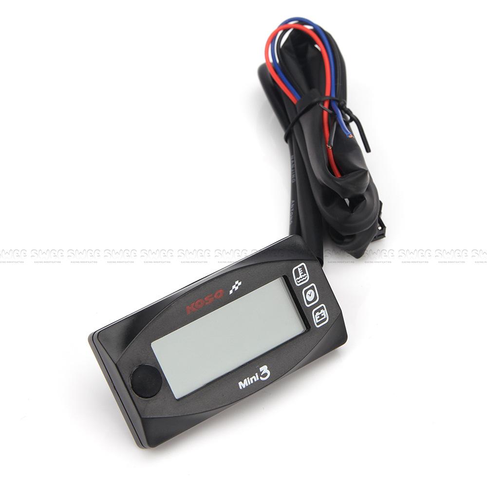 KOSO 3in1 Instrument Water Temperature Gauge Voltmeter Panel Meter Time Display Suitable For Motorcycle Accessories Modification
