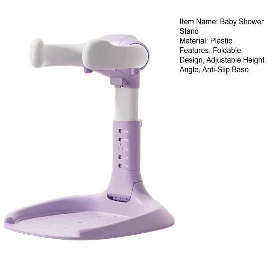 Baby Shower Stand Portable Foldable Adjustable Baby Bath Seat with Anti-Slip Base