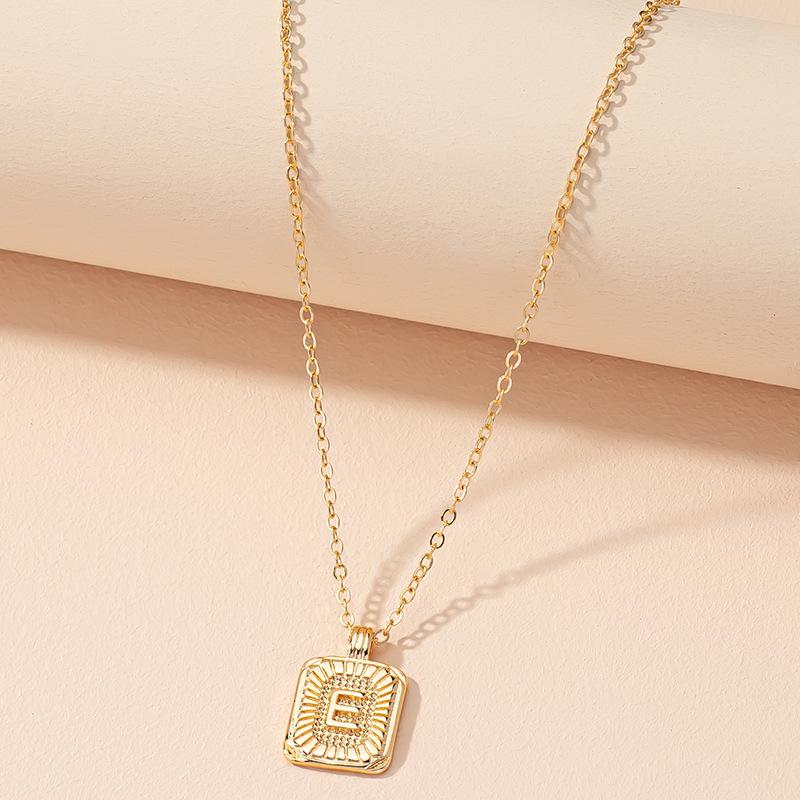 Square Brand 26 English Letter Necklace Hip-hop Necklace Ins Style Female European and American Design Sense Clavicle Chain