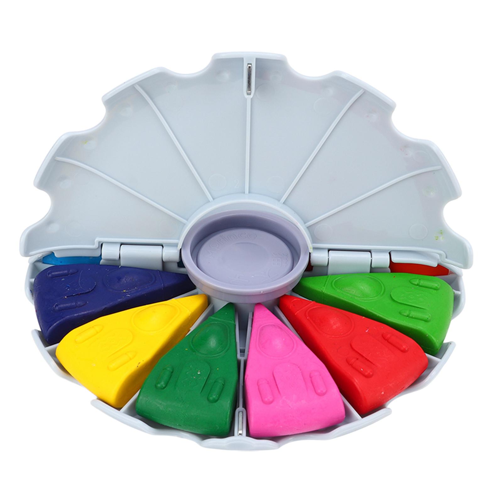 Crayon Washable Rotatable Round Box Oil Pastel Set for Children Kindergarten 12 Colors
