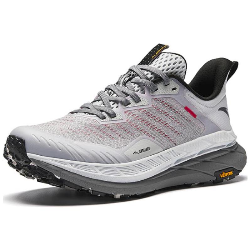 Anta Kunlun Shock Absorbers With Slip Resistant Features Low Top Running Shoes Men's Gray Red Sneakers 112425510-2