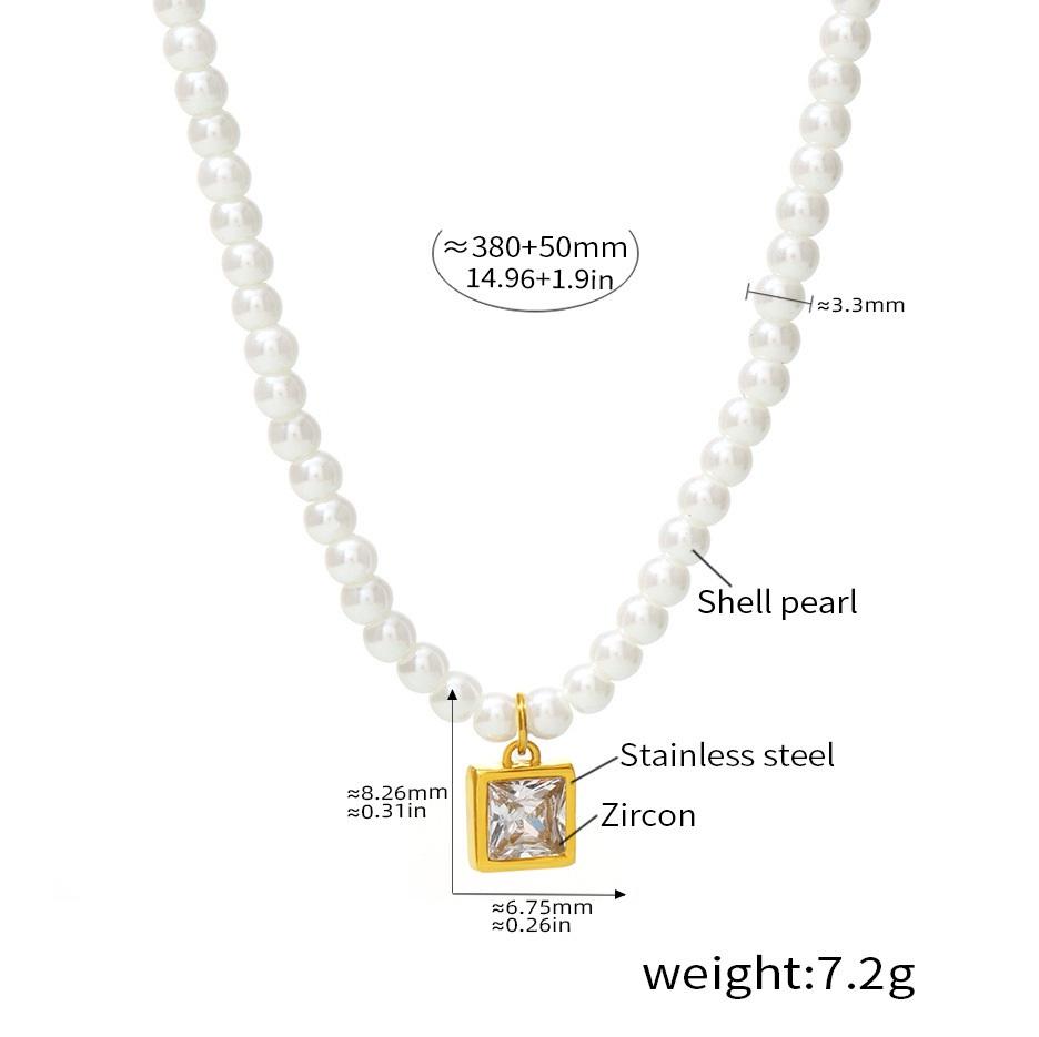 18K Gold Plated Imitation Pearl Shell Sweater Chain Pendant Necklace Jewelry