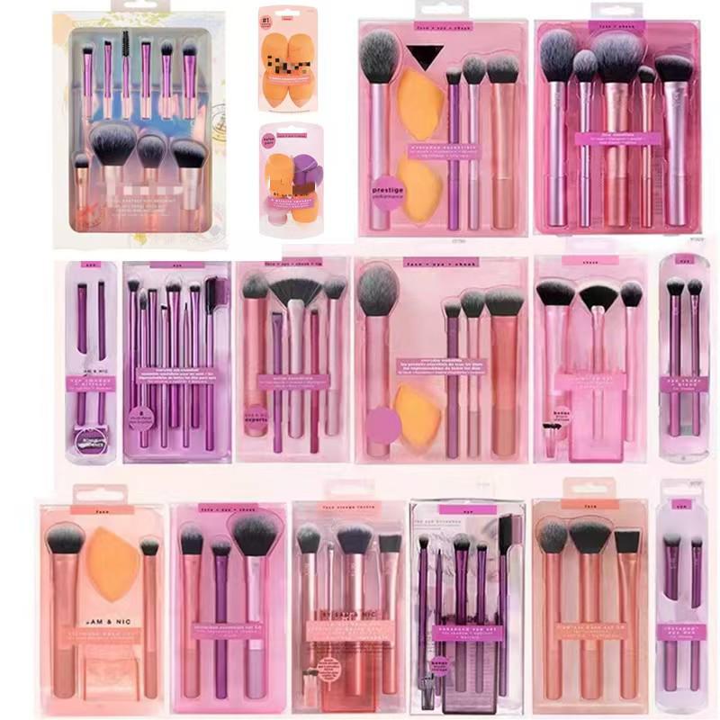 Complete RT Makeup Brush Set: Includes Blush, Blending, Eyeshadow Brushes, and Makeup Sponge.