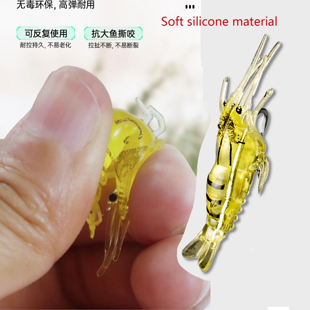 10pcs 4cm Goture Shrimp Lures, Soft Shrimp Fishing Lures For Freshwater Saltwater, Luminous Shrimp Bait Set With Sharp Hook