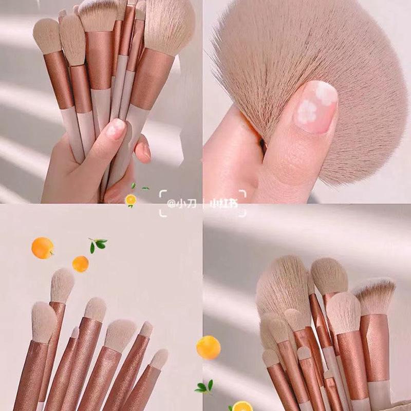 13-Piece Evergreen Makeup Brush Set: Portable Powder, Concealer, Blush, and More
