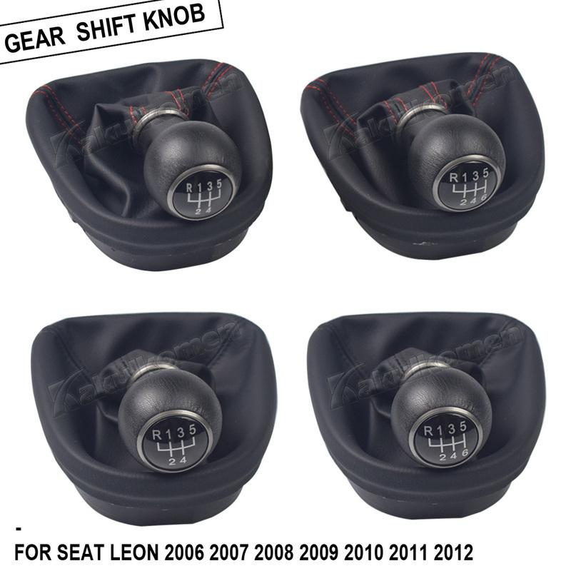 5/6 Speed Manual Car Gear Shift Knob Shifter Lever Stick Gaiter Boot Cover Case For Seat Leon 2006 2007 2008 2009 2010 2011 2012