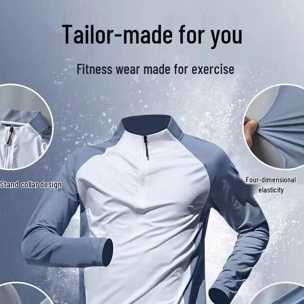 Men's Quick-Dry Half-Zip Training Suit: Long-Sleeved Top and Trousers for Running & Fitness