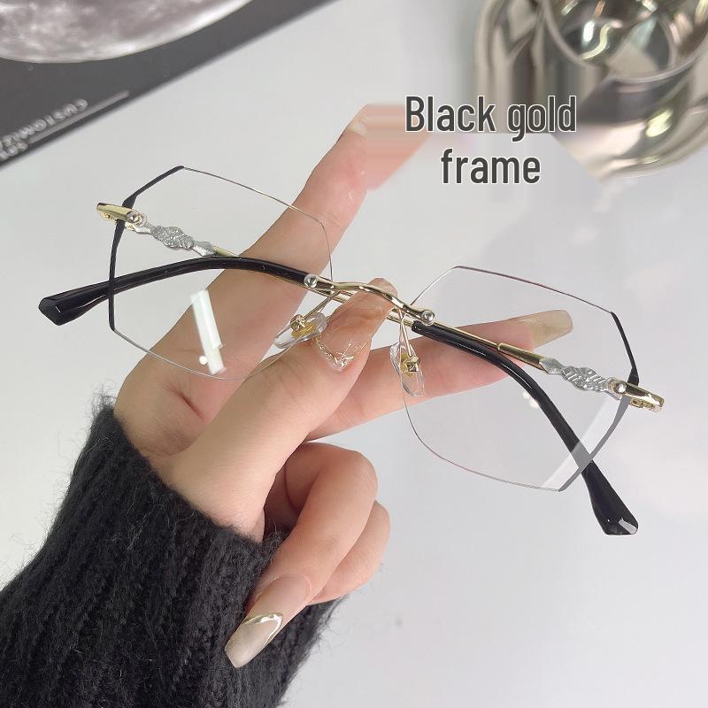 Polygon Frameless Color-Changing Anti-Blue Myopia Glasses: Unisex, Slimming, Trendy, Prescription-Ready, No Makeup Needed