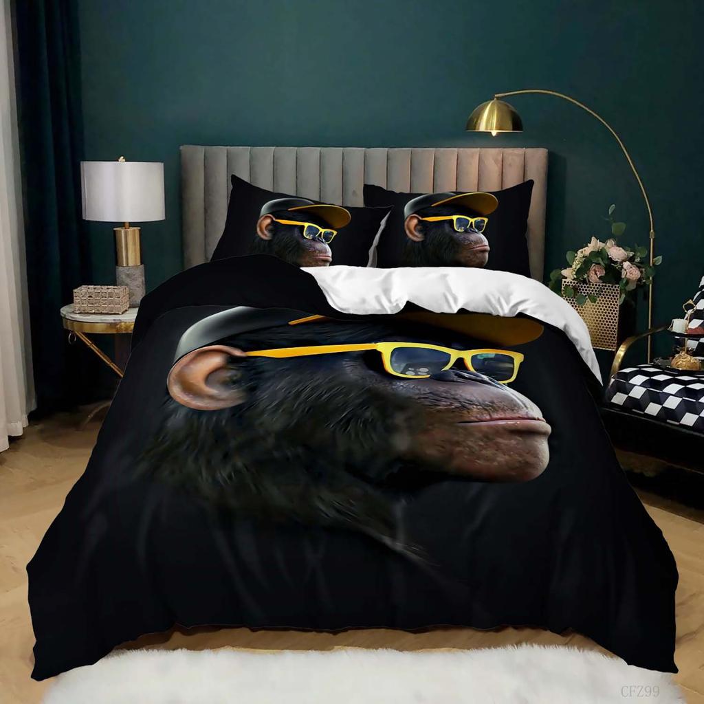 3D Digitaldruck Orang-Utan Quilt-Set Dreiteilige Bettwäsche