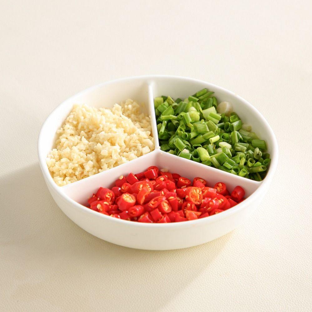 3 Compartments Grid-shaped Dinner Plate White Snack Serving Platter Rice Cooker