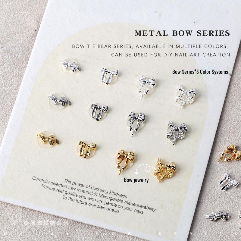 

3D Metallic Bow Tie Nail Art Accessories - Gold/Silver Alloy (5 Pieces)