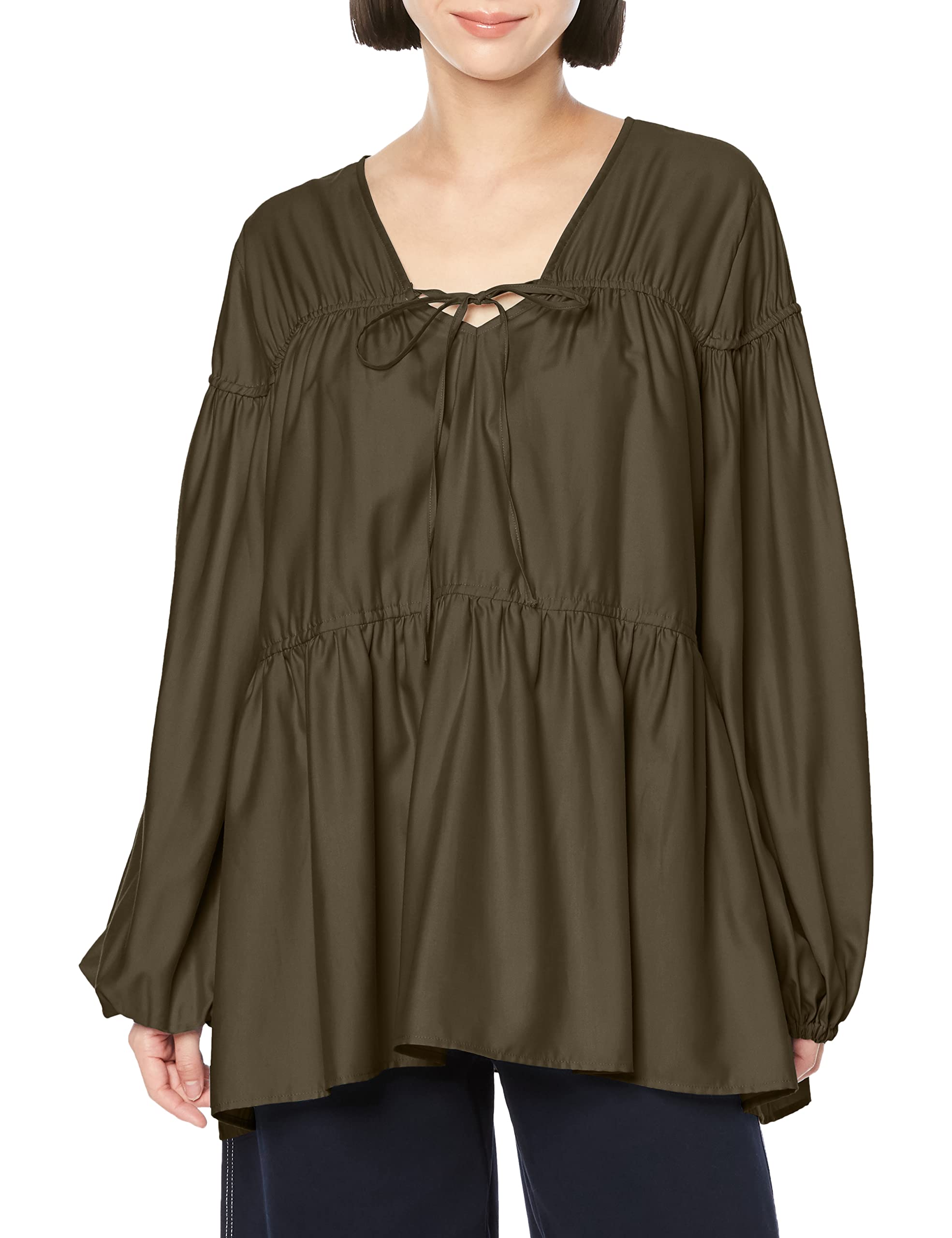 

Emi Gathered CGRY F Women s 2-Way Blouse, 13WFB231024,