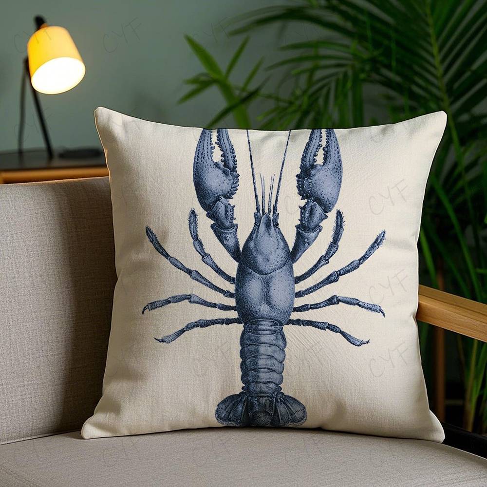 Blue Sea Creature Coral Shrimp Pillow Case Custom Printed Brushed Fleece Pillow, Baby Skin-Touch, Eco-Friendly Dye-Sublimation C