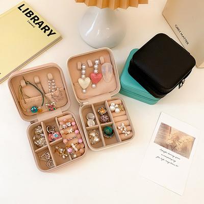 Mini Organizador de Jóias Expositor de Viagem Jóias Caixas de Zíper Brincos Colar Anel Caixa de Jóias Portátil Flip Top Armazenamento