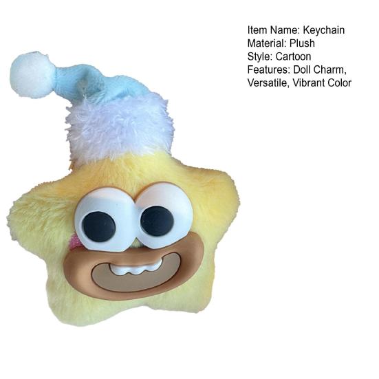 Large Mouth Cartoon Doll Keychain Star Shape Macaron Color Keychain