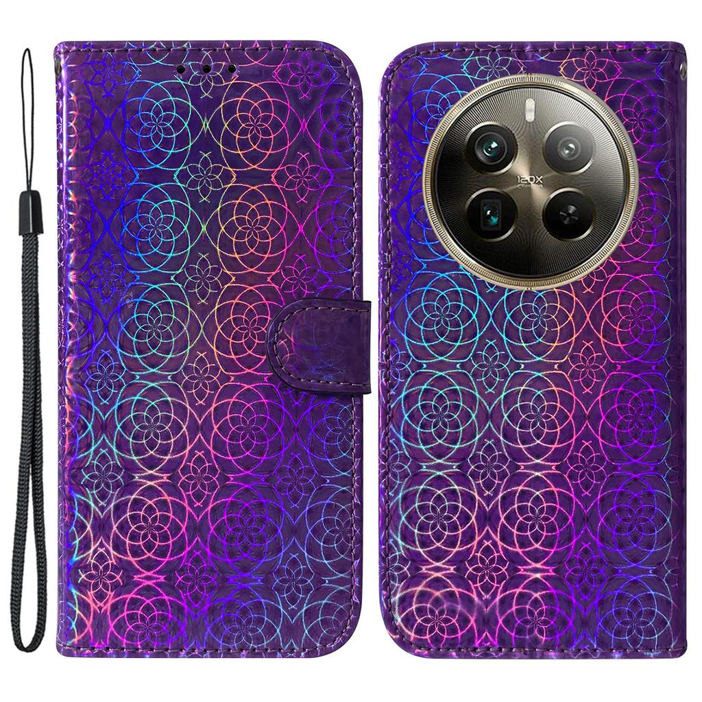 For Realme 12 Pro 5G/12 Pro+ 5G Case PU Leather Dazzling Flower Phone Cover with Card Slots