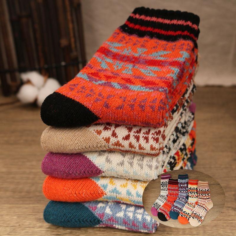 5 Par Dam Randiga Crewstrumpor Mellanlånga Mjuka Andningsbara Högelastiska Strumpor