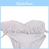 Bikini Sexy Estivo di Qualità Premium con Spacco, Monocolore, Frange, Schiena Scoperta, Costume da Bagno, Set Retrò per uno Stile Definitivo