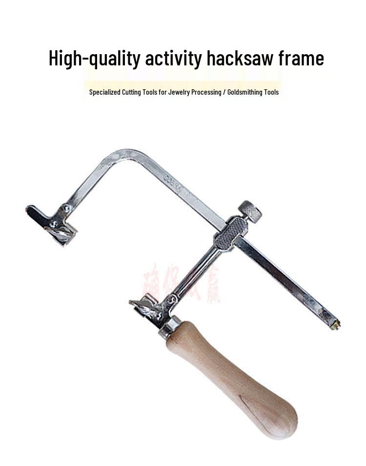 Compact U-Shaped Adjustable Hand Saw with Wooden Handle - High-Quality Steel Frame for Carving and Crafting Black Handle Adjustable Saw Frame