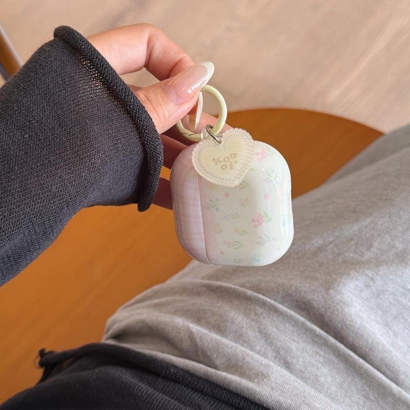 Pink plaid milky white floral AirPods 1 generation earphone case for Apple earphones AirPods 1 /Pro1