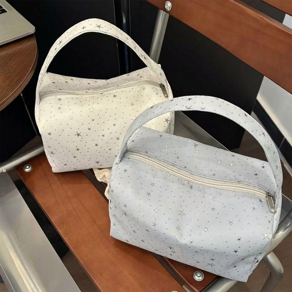 Portable Shining Star Patterns Makeup Bag Large Capacity Handheld Toiletry Bag Storage Bag Home Travel