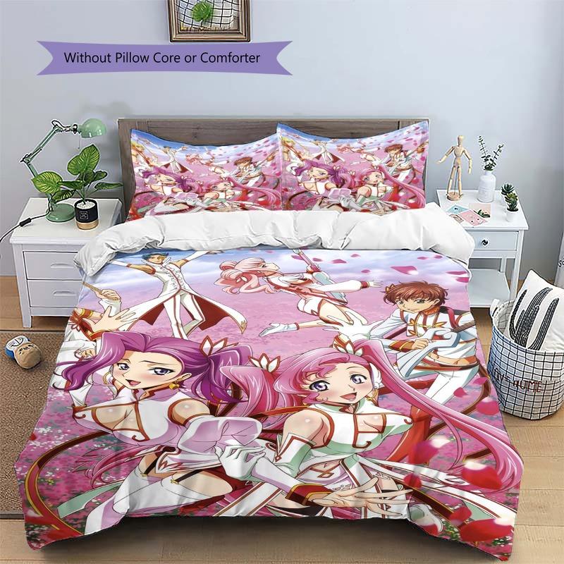 Code Geass Sakura Scene Anime 3Pcs Bedding Set, Duvet Cover with 2 Pillowcases, No Comforter No Pillow Core