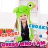 Frog Hat with Ears Moving Jumping Pop Up Beating Hat Plush Toy Cosplay Dress Up Holiday Christmas Funny Gift for Kids Boys Girls