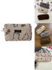 Soft Cotton Bear Print Velvet Canvas Pencil Case Korean Style Large Capacity Stationery Box Pencil Bag Brown