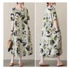 2025 Summer Short Sleeve Loose Printed Women Dress Fashion Casual Simple Elegant A-line Party Dress Female O Neck Office Ladies Clothing