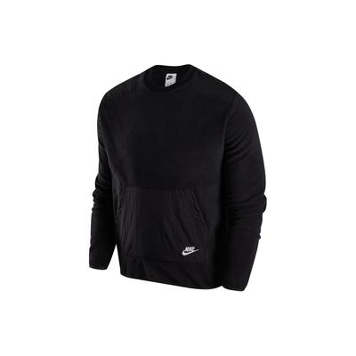 Ensfarvet Spleiset Stoff Fleece Crew Neck Langermet Genser Herre genser Svart DD4855-010