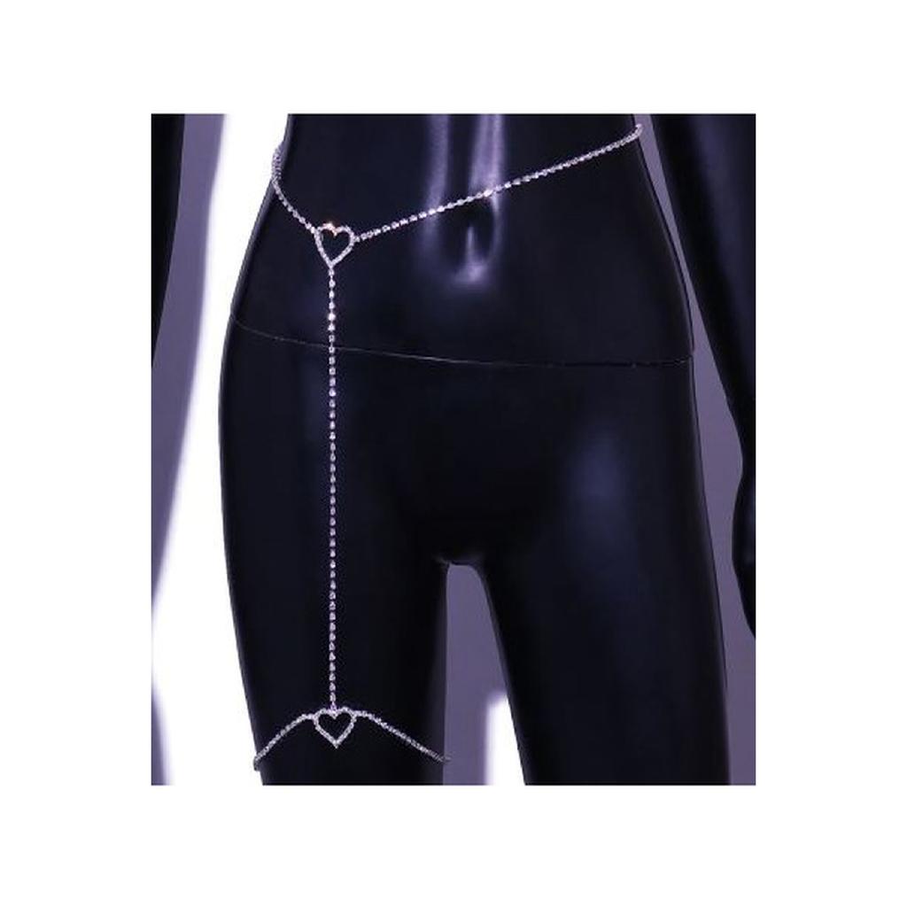 Silver Crystal Stone Heart Body Accessory Leg Chain Body Jewelry