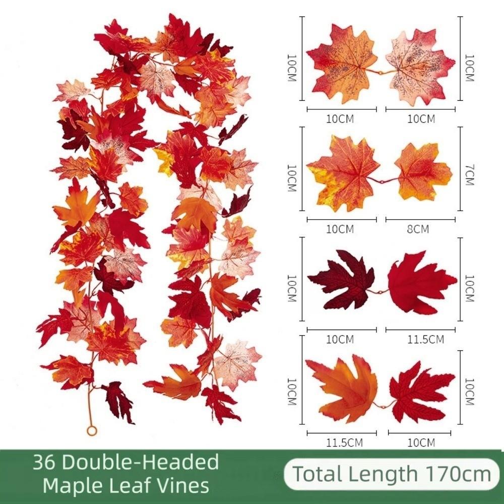 1.7m Red Autumn Maple Leaves Creative Fake Autumn Vines Artificial Maple Garland  Halloween Decor