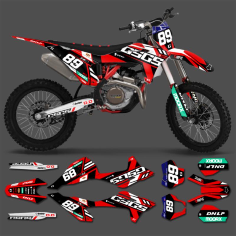 PowerZone For GASGAS Motorcycle Graphics Backgrounds Decals Stickers Kit For GASGAS EC MC 2021 2022 2023 45