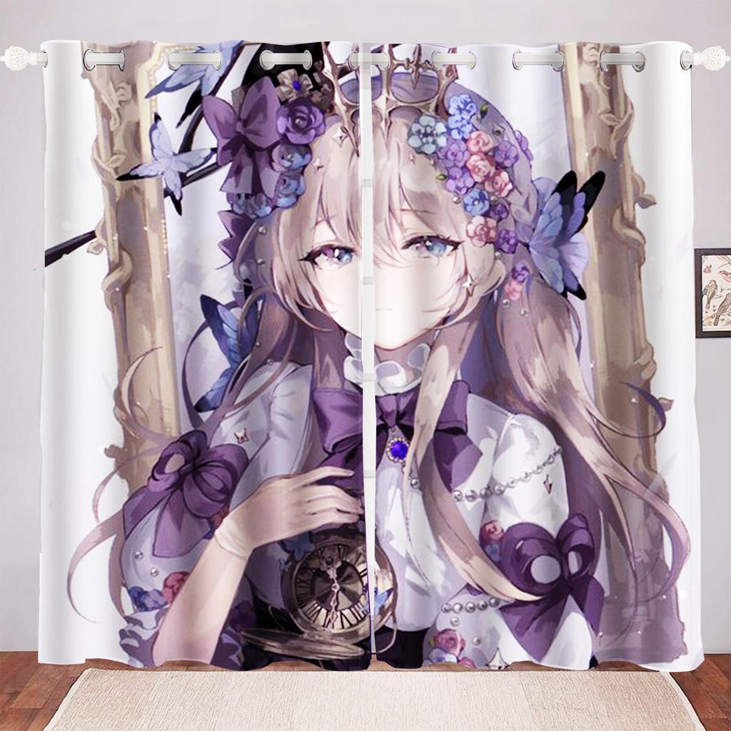 Anime Girl Digital Print Curtain Cartoon Window Animation Bedroom Fashion Style Cute Home Decoration Polyester Curtains Light Blocking Made Of Decor